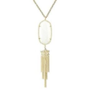 Kendra Scott Long Rayne White Pearl Gold Necklace